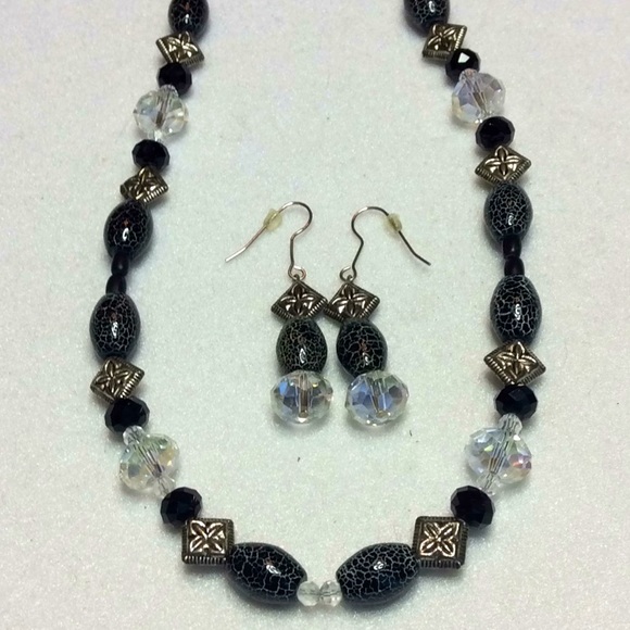 FINAL SALE PRICE OOAK Design Black Necklace & Earring Set - Picture 1 of 5